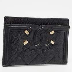 Chanel Black Caviar Leather CC Filigree Card Holder