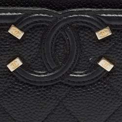 Chanel Black Caviar Leather CC Filigree Card Holder