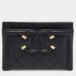 Chanel Black Caviar Leather CC Filigree Card Holder