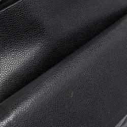 Pre Owned Chanel Black Quilted Caviar Leather Jumbo Classic Double Flap Bag