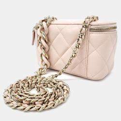 Chanel Pink Leather Small Vanity Crossbody Bag