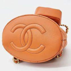 Chanel Orange Leather Small Backpack