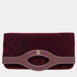 Pre Owned Chanel Velvet Folding Clutch Bag