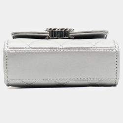 Pre Owned Chanel Grey Lambskin Leather Top Handle Mini Crossbody Bag