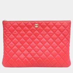 Pre Owned Chanel Caviar Clutch Large