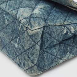 Pre Owned Chanel Blue Quilted Denim Classic 227 Reissue 2.55 Flap Bag
