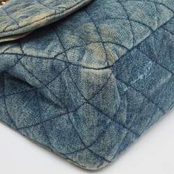 Pre Owned Chanel Blue Quilted Denim Classic 227 Reissue 2.55 Flap Bag