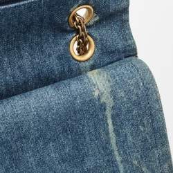 Pre Owned Chanel Blue Quilted Denim Classic 227 Reissue 2.55 Flap Bag
