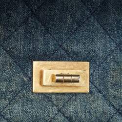 Pre Owned Chanel Blue Quilted Denim Classic 227 Reissue 2.55 Flap Bag