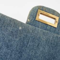 Pre Owned Chanel Blue Quilted Denim Classic 227 Reissue 2.55 Flap Bag