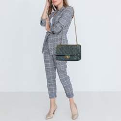 Pre Owned Chanel Blue Quilted Denim Classic 227 Reissue 2.55 Flap Bag
