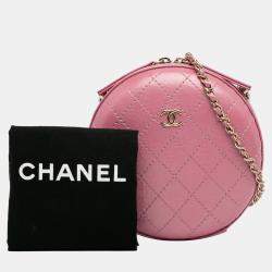 Chanel Pink Lambskin CC Round Chain Crossbody