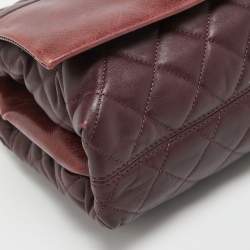 Pre Owned Chanel Burgundy Quilted Leather Soft Elegance Flap Bag