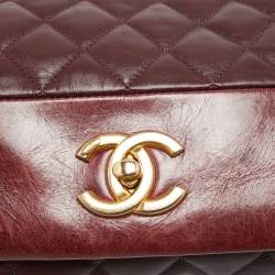 Pre Owned Chanel Burgundy Quilted Leather Soft Elegance Flap Bag