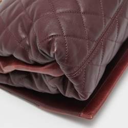 Pre Owned Chanel Burgundy Quilted Leather Soft Elegance Flap Bag