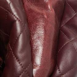 Pre Owned Chanel Burgundy Quilted Leather Soft Elegance Flap Bag