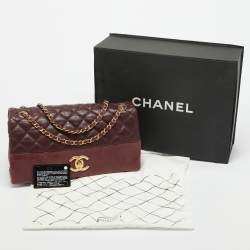 Pre Owned Chanel Burgundy Quilted Leather Soft Elegance Flap Bag