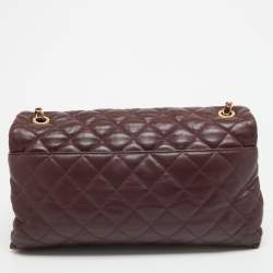 Pre Owned Chanel Burgundy Quilted Leather Soft Elegance Flap Bag