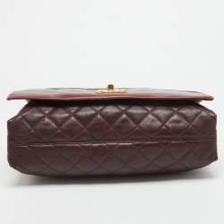Pre Owned Chanel Burgundy Quilted Leather Soft Elegance Flap Bag