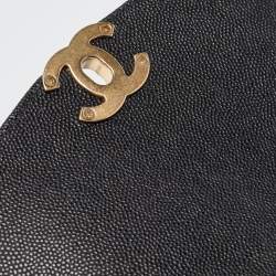 Chanel Black Quilted Leather CC Chain Scarf Top Handle Bag