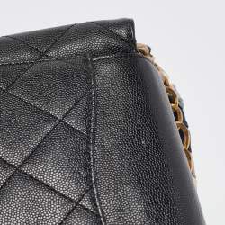 Pre Owned Chanel Black Quilted Leather CC Chain Scarf Top Handle Bag