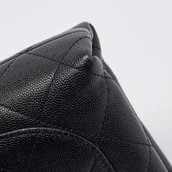 Pre Owned Chanel Black Quilted Leather CC Chain Scarf Top Handle Bag