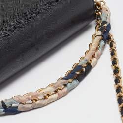 Pre Owned Chanel Black Quilted Leather CC Chain Scarf Top Handle Bag