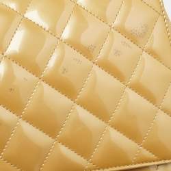 Pre Owned Chanel Cream Quilted Patent Leather Maxi Classic Single Flap Bag