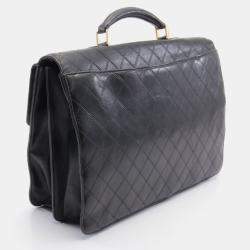 Pre Owned Chanel Bicolore Business bag Lambskin Black Gold hardware Vintage