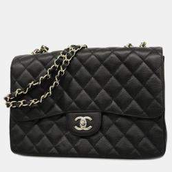 Chanel  Caviar Leather Jumbo Classic Double Flap Shoulder Bags