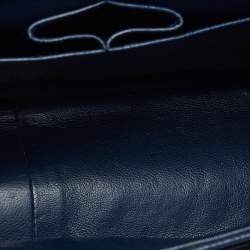 Pre Owned Chanel Blue Quilted Caviar Leather Jumbo Classic Double Flap Bag