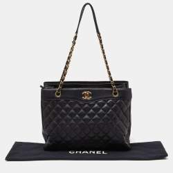 Pre Owned Chanel Black Quilted Leather Large Coco Vintage Timeless Tote