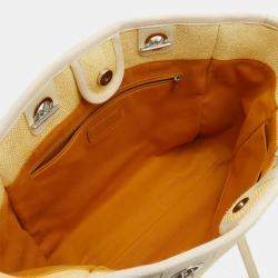 CHANEL Yellow Canvas Deauville Medium Tote MM Bag 