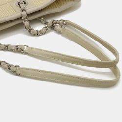 CHANEL Yellow Canvas Deauville Medium Tote MM Bag 