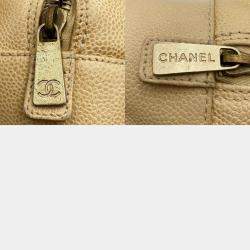 CHANEL Beige Petite Timeless Tote Quilted Caviar Shoulder Bag 