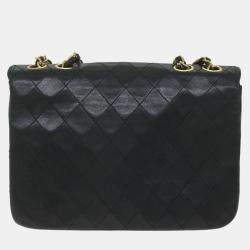 Chanel Black Leather Quilted Half Moon Flap Bag