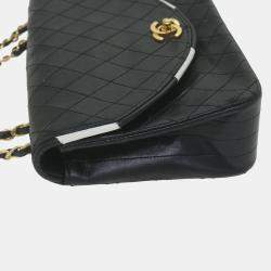 Chanel Black Leather Quilted Half Moon Flap Bag