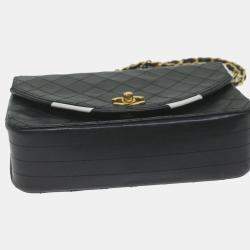 Chanel Black Leather Quilted Half Moon Flap Bag