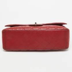مملوكة مسبقًا Chanel Red Quilted Caviar Leather Maxi Classic Single Flap Bag