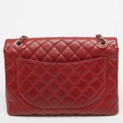 مملوكة مسبقًا Chanel Red Quilted Caviar Leather Maxi Classic Single Flap Bag
