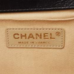Pre Owned Chanel Black Quilted Glossy Leather Medium Boy Flap Bag