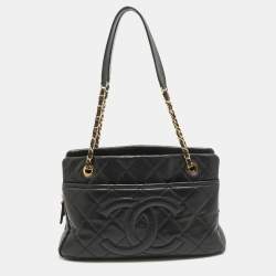 مملوكة مسبقًا Chanel Black Quilted Caviar Leather Timeless Shopper Tote