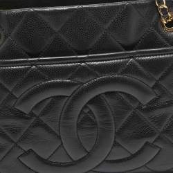 مملوكة مسبقًا Chanel Black Quilted Caviar Leather Timeless Shopper Tote
