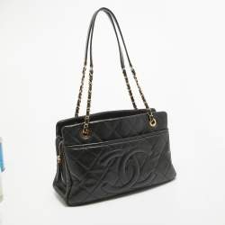 مملوكة مسبقًا Chanel Black Quilted Caviar Leather Timeless Shopper Tote