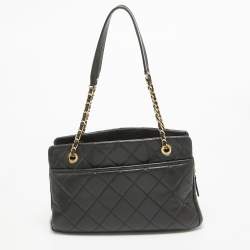 مملوكة مسبقًا Chanel Black Quilted Caviar Leather Timeless Shopper Tote