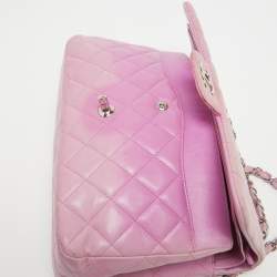 Pre Owned Chanel Lilac Quilted Lambskin Leather Jumbo Classic Double Flap Bag