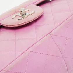 Pre Owned Chanel Lilac Quilted Lambskin Leather Jumbo Classic Double Flap Bag