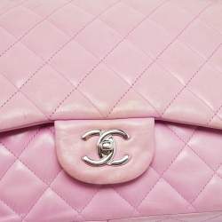 Pre Owned Chanel Lilac Quilted Lambskin Leather Jumbo Classic Double Flap Bag