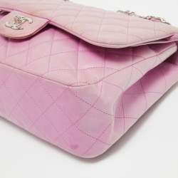 Pre Owned Chanel Lilac Quilted Lambskin Leather Jumbo Classic Double Flap Bag