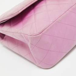 Pre Owned Chanel Lilac Quilted Lambskin Leather Jumbo Classic Double Flap Bag